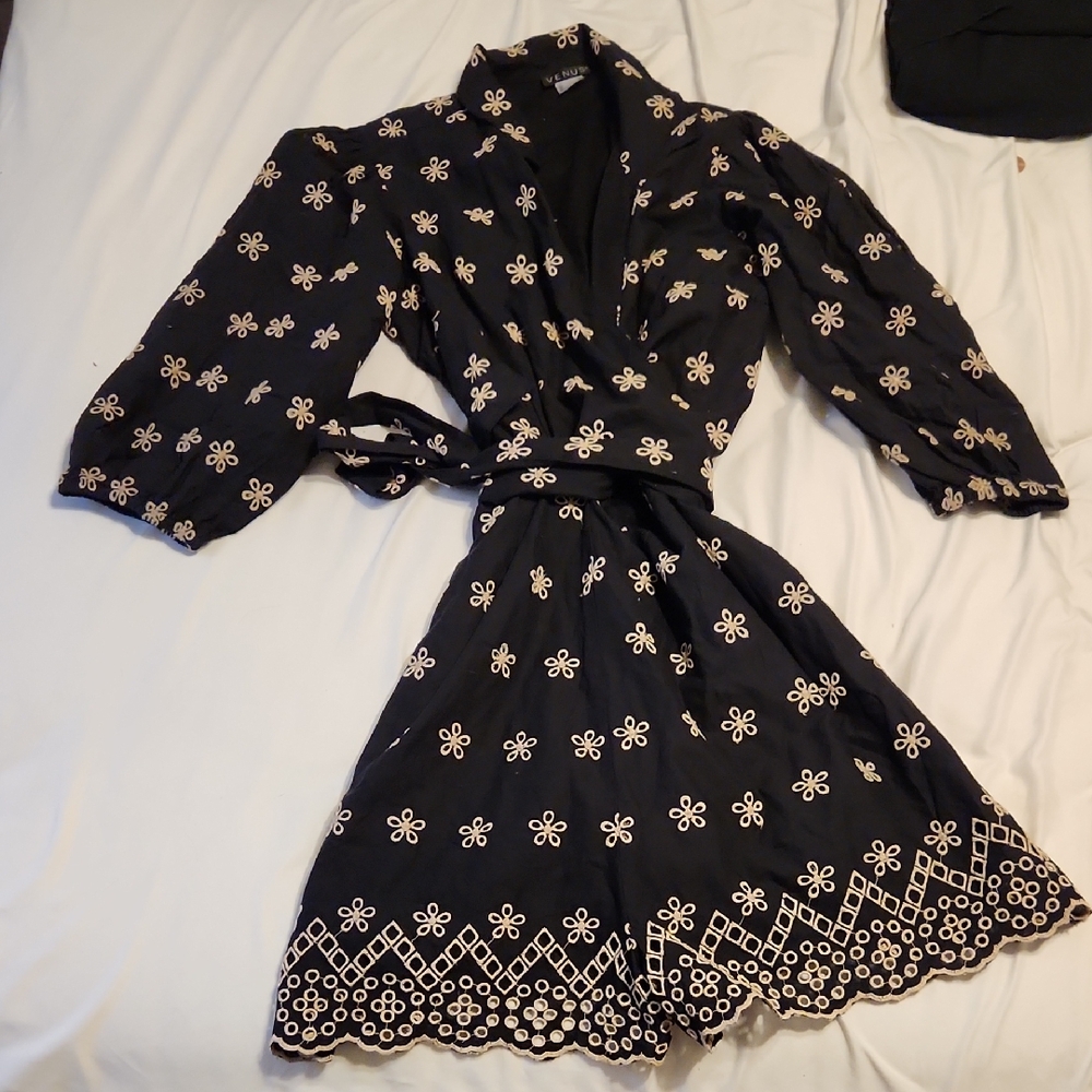 Elegant Black and White Floral Dress